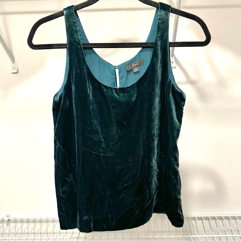 J.Crew Velvet Tank Top Forest Green Size 00 Never worn